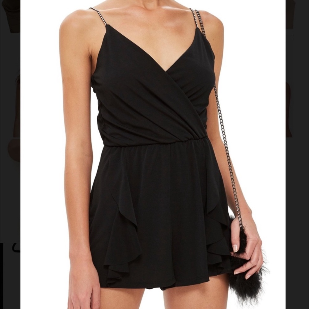Topshop Black Romper with Rhinestones